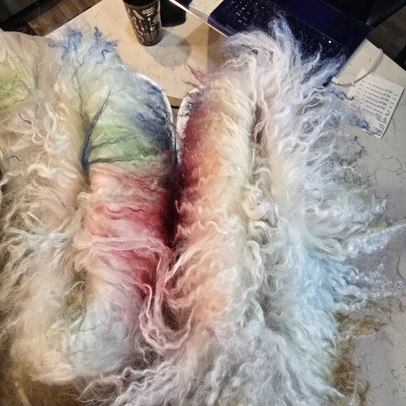 BEARPAW Boo Real Lamb Fur Lined Boots White / Rainbow Women's Size 8 NEW RARE - Picture 9 of 14